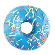 Blue Iced and Cream-Filled Chocolate Donut With Sprinkles