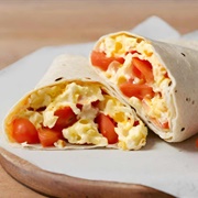 Cheesy Scrambled Egg and Tomato Naan Wrap