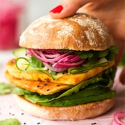 Tempura Satay Tofu Burger