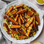 Cocoa Curry Sweet Potato Wedges