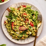 Red Onion, Pesto, and Marble Cheddar Salad