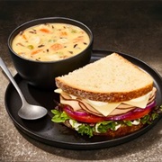 Turkey &amp; Cheddar Sandwich &amp; Cream of Chicken &amp; Wild Rice Soup