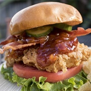 Fried Chicken Sandwich With Sticky Bourbon Sauce