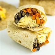 Egg and Sweet Potato Fry Breakfast Burrito