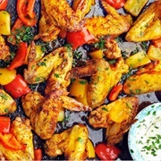 Buffalo Wings and Smoky Wings With Bell Peppers