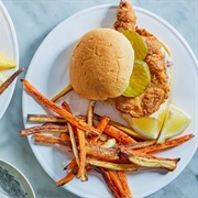 Lotus Root and Fried Chicken Sandwich