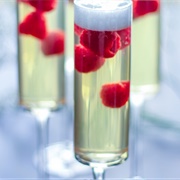 Non-Alcoholic Raspberry Apple Champagne Jelly With Mangoes and Concord Grapes