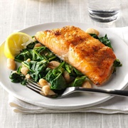 Salmon With Spinach &amp; White Beans