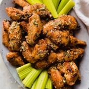 BBQ Wings and Parmesan Wings With Celery