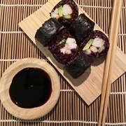 Cucumber and Calamari Black Rice Maki