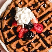 Cinnamon, Strawberry, and Chocolate Chip Waffle