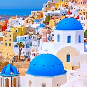 Blue Domed Churches of Santorini, Greece