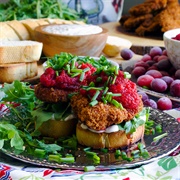 Canned Cranberry Sauce and Fried Chicken Sandwich