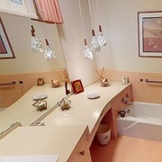 Pendant Lights Flanking Bathroom Mirror