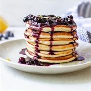 Pancakes With Dark Blue Berry Syrup (Pancakes With Scallywag Syrup)