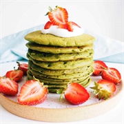 Matcha Pancakes With Coconut Whipped Cream