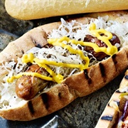 Mustard, Sauerkraut, and Pickle Hot Dog (The Midwestern)