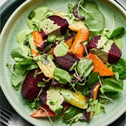 Cold Beetroot, Green Leaf and Cooked Carrot Salad