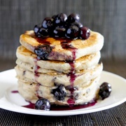 Blueberry Chocolate Chip Pancakes With Maple Syrup