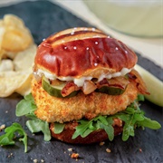 Pretzel-Bun Fried Chicken Sandwich