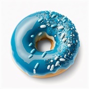 Blue Iced Pumpkin Donut With Coconut