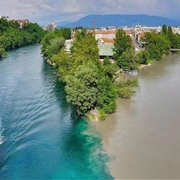 The Confluence of the Rhone &amp; Arve Rivers, Switzerland