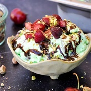 Spumoni and Pomegranate Sundae