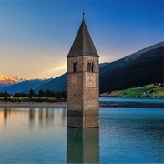 Curon&#39;s Sunken Bell Tower, Italy