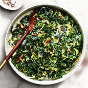 Kale, Roasted Brussel Sprout &amp; Green Bean Salad