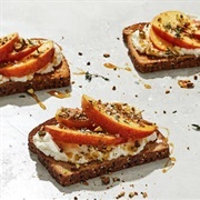 Ricotta Toast With Peaches and Pistachios