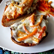 Marble Cheddar, Red Onion, and Hot Sauce Open-Faced Sandwich