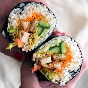 Chicken Schnitzel and Avocado Sushi Hand Roll