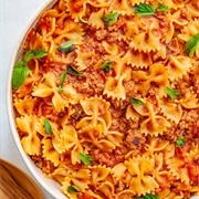 Farfalle Marinara With Crushed Pepper and Onions