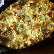 Bread, Marble Cheddar, Ketchup, and Corn Casserole