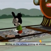 Mickey on the Railway Picking Up Stones