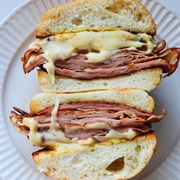 Marble Cheddar and Mortadella Sandwich With Sweet Chili Sauce