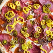 Capicola, Jalapeño, and Banana Pepper Pizza (The Wildfire)