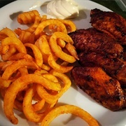 Atomic Wings With Curly Fries