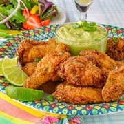 Aji Amarillo Wings and Adobo Wings With Taquitos, Guacamole, and Southwest Dip