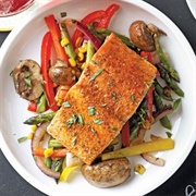 Lemon-Lime Salmon With Veggie Saute