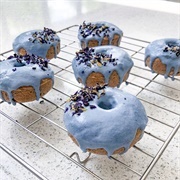 Blue Iced and Blueberry Custard-Filled Blueberry Donut