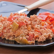 Scrambled Egg With Tuna and Red Pepper