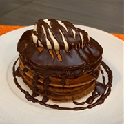 Pancakes With Cocoa Chipotle Syrup