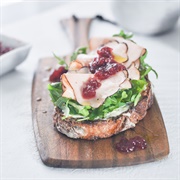 Goat Cheese, Red Onion, and Dried Cranberry Open-Faced Sandwich