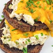 Butter, Marble Cheddar, Coleslaw, and Hot Sauce Open-Faced Sandwich