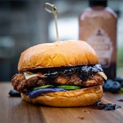 Fried Chicken Sandwich With Spicy Blueberry Sauce (Fried Chicken Sandwich With Blazeberry Sauce)