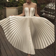 Pleated Skirt Wedding Dress