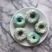 Blue Iced Blueberry Donut With Coconut