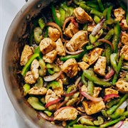 Black and Green Chicken Strips