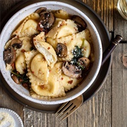 Three-Cheese Ravioli With Mushrooms and Sausages (Portallini Feast)